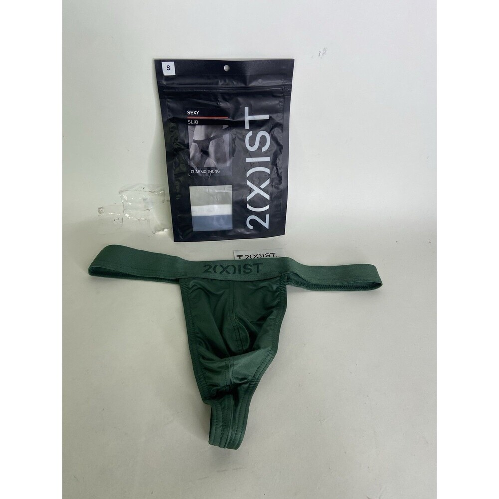 2xist Sexy Sliq Classic Thong Underwear Hunter Green Mens Size S